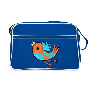 Petit Oiseau Orange - Sac Retro - bleu/blanc - Devant