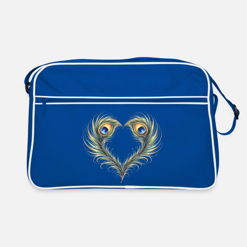 Peacock Feather Heart Ornament Boho Gift Retro Bag