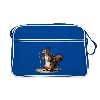 Vintage Squirrel Hiker Naturalist - Retro Bag - blue/white - Front