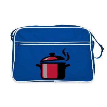 Cooking Pot Cooking Chef Restaurant Logo - Retro Bag - blue/white - Front