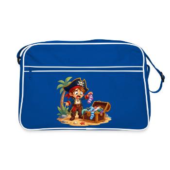 Garçon pirate et trésor en chaussettes - Sac Retro - bleu/blanc - Devant