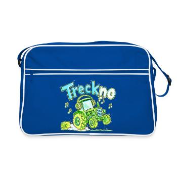 Treckno Traktor Techno Trecker Landwirt Party - Retro Tasche - Blau/Weiß - Vorne