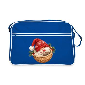 Schlafender Wichtel in der Walnuss  - Retro Tasche - Blau/Weiß - Vorne