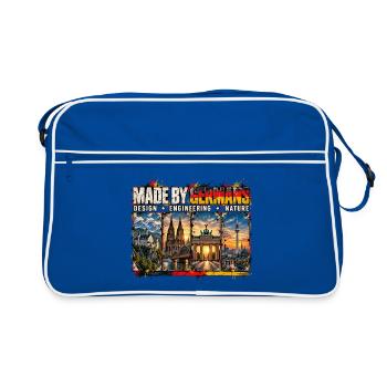 Made by Germans: Technik & Natur Collage - Retro Tasche - Blau/Weiß - Vorne