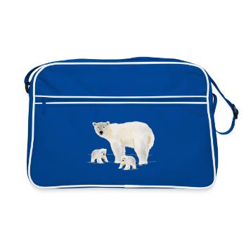 Ours polaire avec deux oursons - Sac Retro - bleu/blanc - Devant