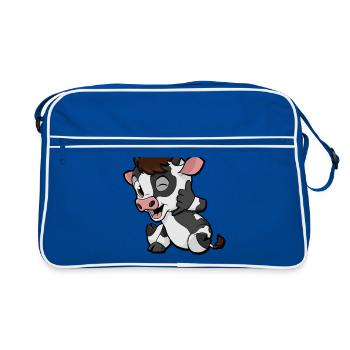 Dessin animé Cow | Chemise Cool Fun | Nature Minimalisme - Sac Retro - bleu/blanc - Devant