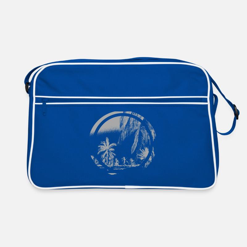 Palmen Palme cooles Design - Retro Tasche - Blau/Weiß