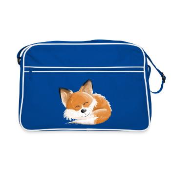 Fuchs ist so Müde - Füchse - Rotfuchs - Schlafen - Retro Tasche - Blau/Weiß - Vorne