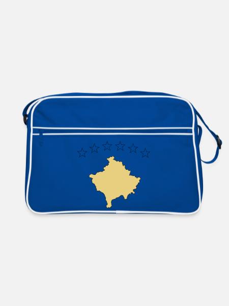 kosovo - Retro Tasche - Blau/Weiß - Vorne