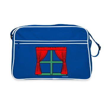 Rideaux rouges Cadre de fenêtre vert - Sac Retro - bleu/blanc - Devant