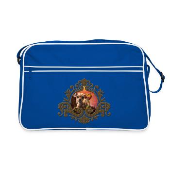 und das niedliche Rehkitz - Retro Tasche - Blau/Weiß - Vorne