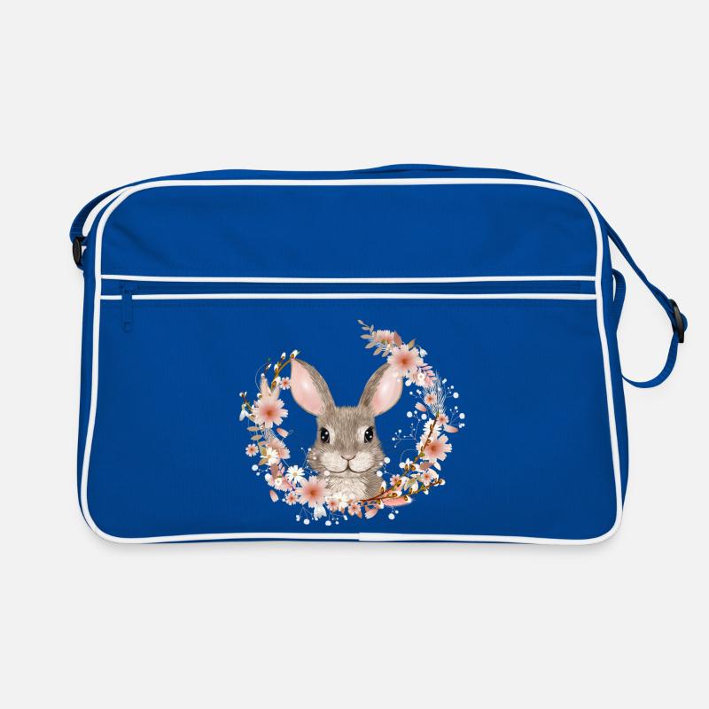 Spring wreath with rabbit as Easter bunny Retro Bag