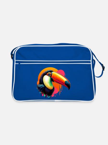 Tukan - Retro Tasche - Blau/Weiß - Vorne