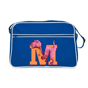 M- DINOSAURE, personnalisable - Sac Retro - bleu/blanc - Devant
