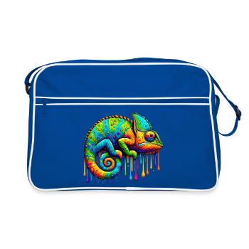 Chamäleon - Retro Tasche - Blau/Weiß - Vorne