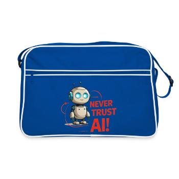 Never Trust AI - Retro Tasche - Blau/Weiß - Vorne