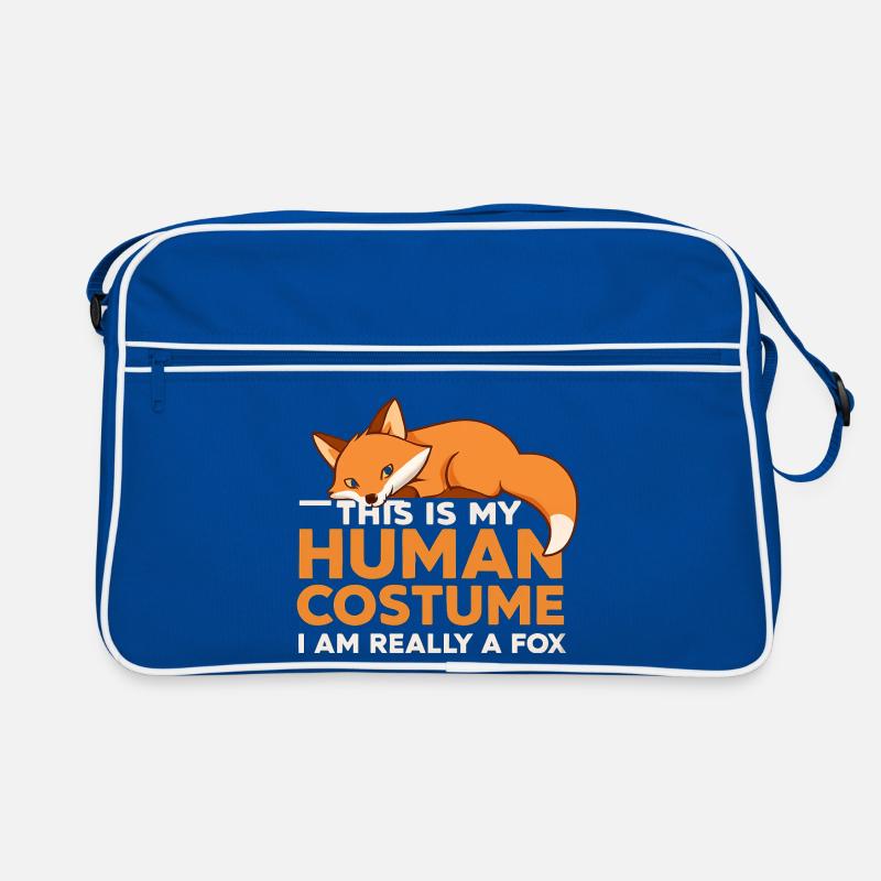 Fuchs Kostüm Humor T-Shirt - Retro Tasche - Blau/Weiß