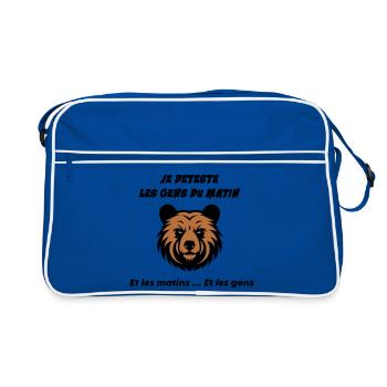 Tête d'ours en colère - Sac Retro - bleu/blanc - Devant