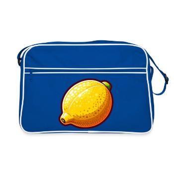 Zitrone Pop Art Gelb - Retro Tasche - Blau/Weiß - Vorne