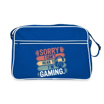 Désolé, je ne vous entends pas, je joue avec des écouteurs - Sac Retro - bleu/blanc - Devant