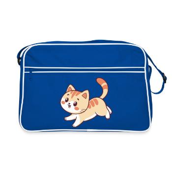 Happy Kitten Illustration - Retro Bag - blue/white - Front