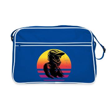 Puristisches Motocross Thema - Retro Tasche - Blau/Weiß - Vorne