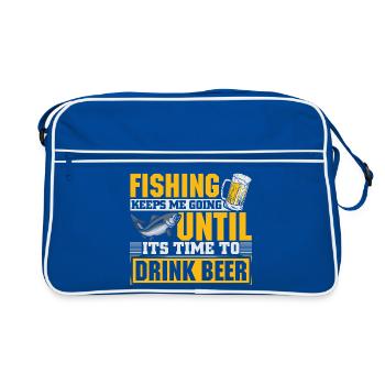 Pêcheur pêcheur Pêcheur sportif Bière pêcheur - Sac Retro - bleu/blanc - Devant
