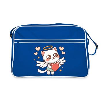 Chat Angélique Ailé et Cœur - Sac Retro - bleu/blanc - Devant