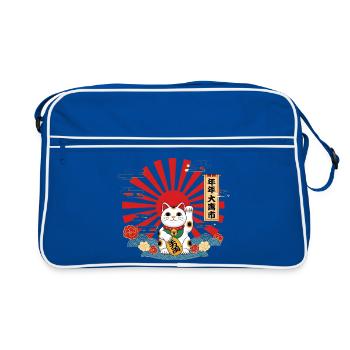 Lucky Cat Retro Japanese Maneki-Neko - Japanische - Retro Bag - blue/white - Front