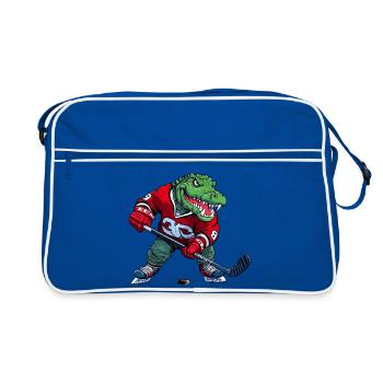 Krokodil Eishockey Alligator - Retro Tasche - Blau/Weiß - Vorne