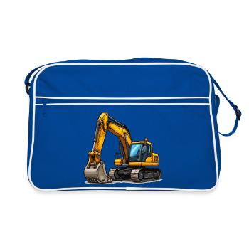 Excavatrice jaune - Sac Retro - bleu/blanc - Devant
