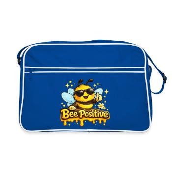 Bee Positiv - Retro Tasche - Blau/Weiß - Vorne