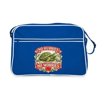 Pas de précipitation, pas de souci, tortue. - Sac Retro - bleu/blanc - Devant