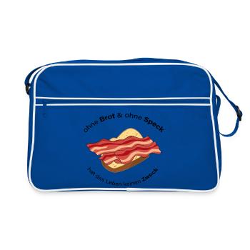 Ohne Brot und Ohne Speck - Retro Tasche - Blau/Weiß - Vorne