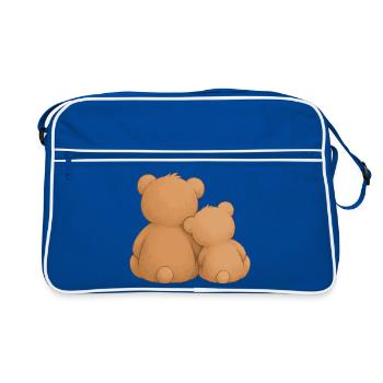 Cuddly Bears Friendship Cohesion Animal Motif - Retro Bag - blue/white - Front