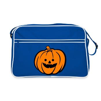Motif Halloween de la citrouille effrayante - Sac Retro - bleu/blanc - Devant