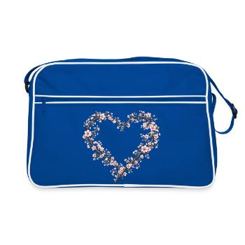 Cœur de cerisier fait de branches et de feuilles - Sac Retro - bleu/blanc - Devant