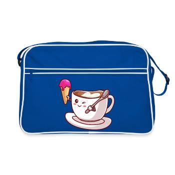 Mascotte du cône de café Kawaii - Sac Retro - bleu/blanc - Devant