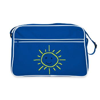 Soleil souriant mignon - gribouillis - Sac Retro - bleu/blanc - Devant