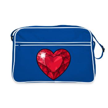 Ruby Crystal Heart - Retro Bag - blue/white - Front
