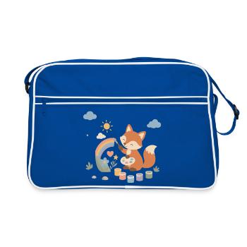 Fox paints a rainbow - Retro Bag - blue/white - Front