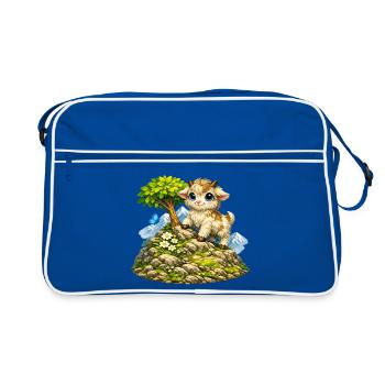 Cuddly goat on the mountain - Retro Bag - blue/white - Front