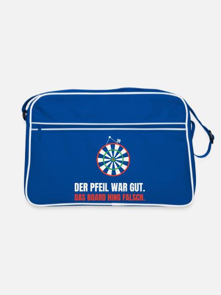 Dart Ausrede: Das Board hing falsch - Retro Tasche - Blau/Weiß