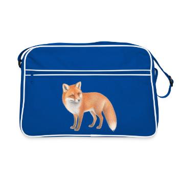 Illustriertes Fuchsblattpastell - Retro Tasche - Blau/Weiß - Vorne