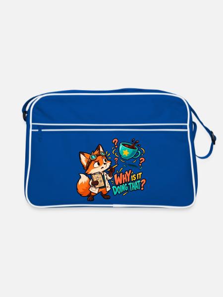 Warum macht er das? - Retro Tasche - Blau/Weiß
