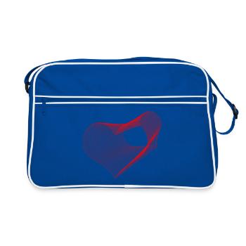 Geometric Heart – Red Generative Line Art - Retro Bag - blue/white - Front