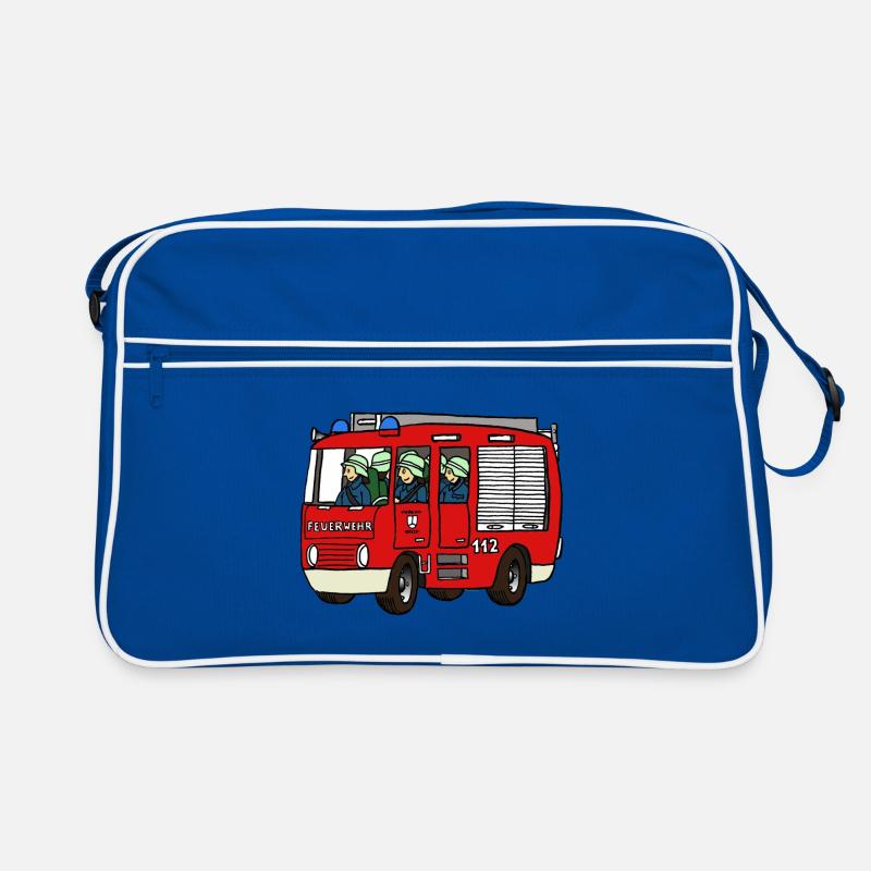 Feuerwehrauto - Retro Tasche - Blau/Weiß
