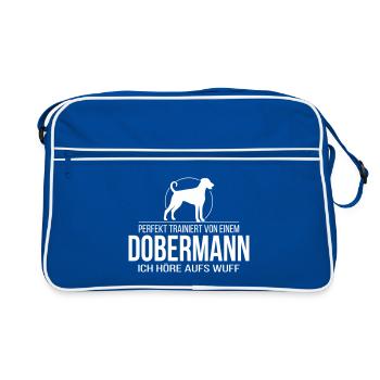 DOBERMANN wuff - Retro Tasche - Blau/Weiß - Vorne