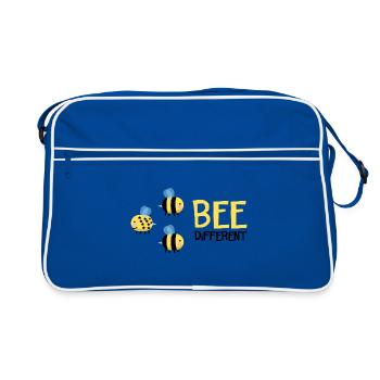 Bee Be Different Geschenk - Retro Tasche - Blau/Weiß - Vorne