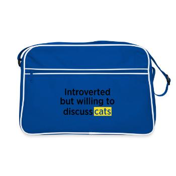 Cat lovers Introvert saying gift - Retro Bag - blue/white - Front